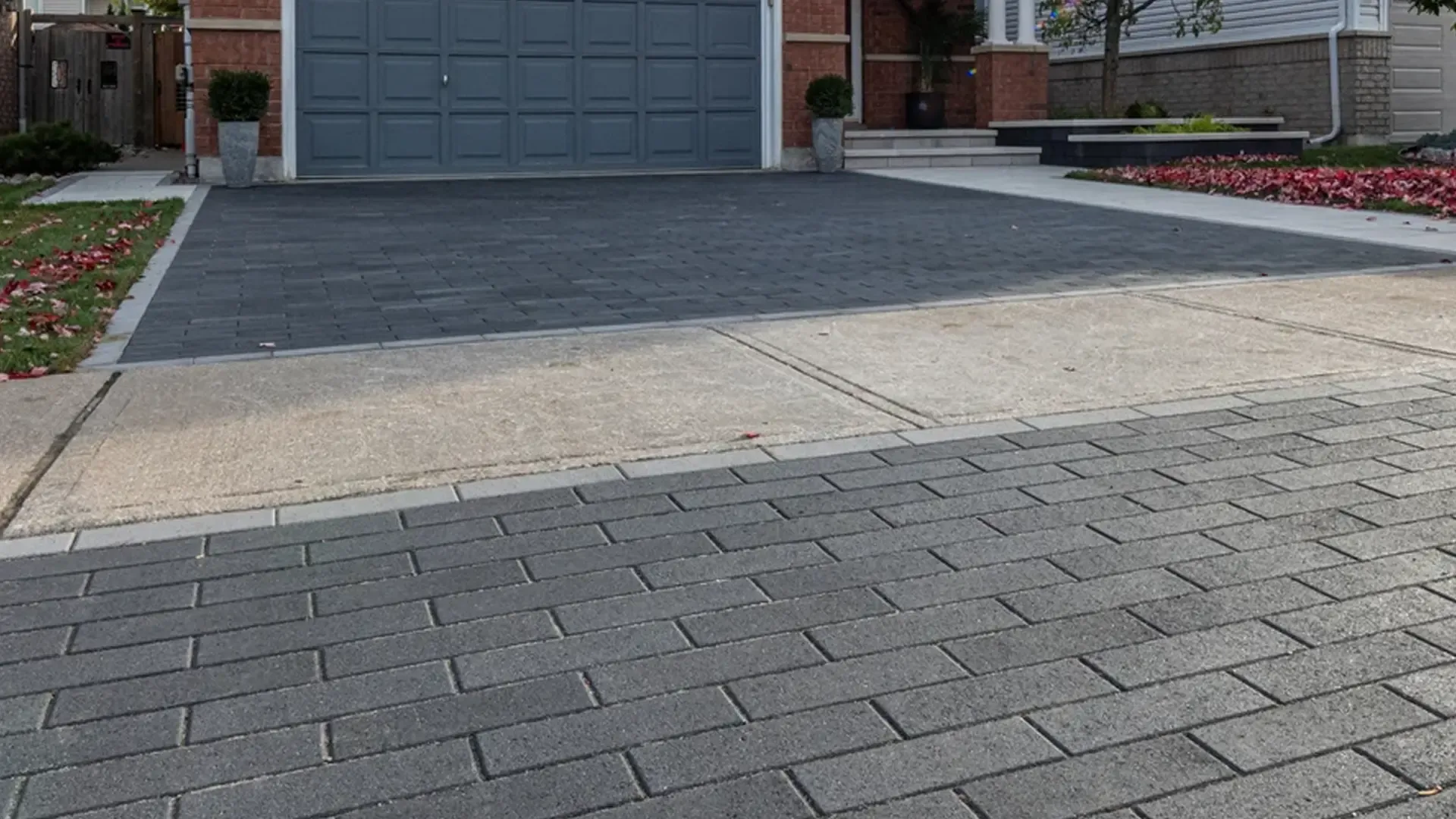 Finished paver repair on a residential driveway in Central Florida