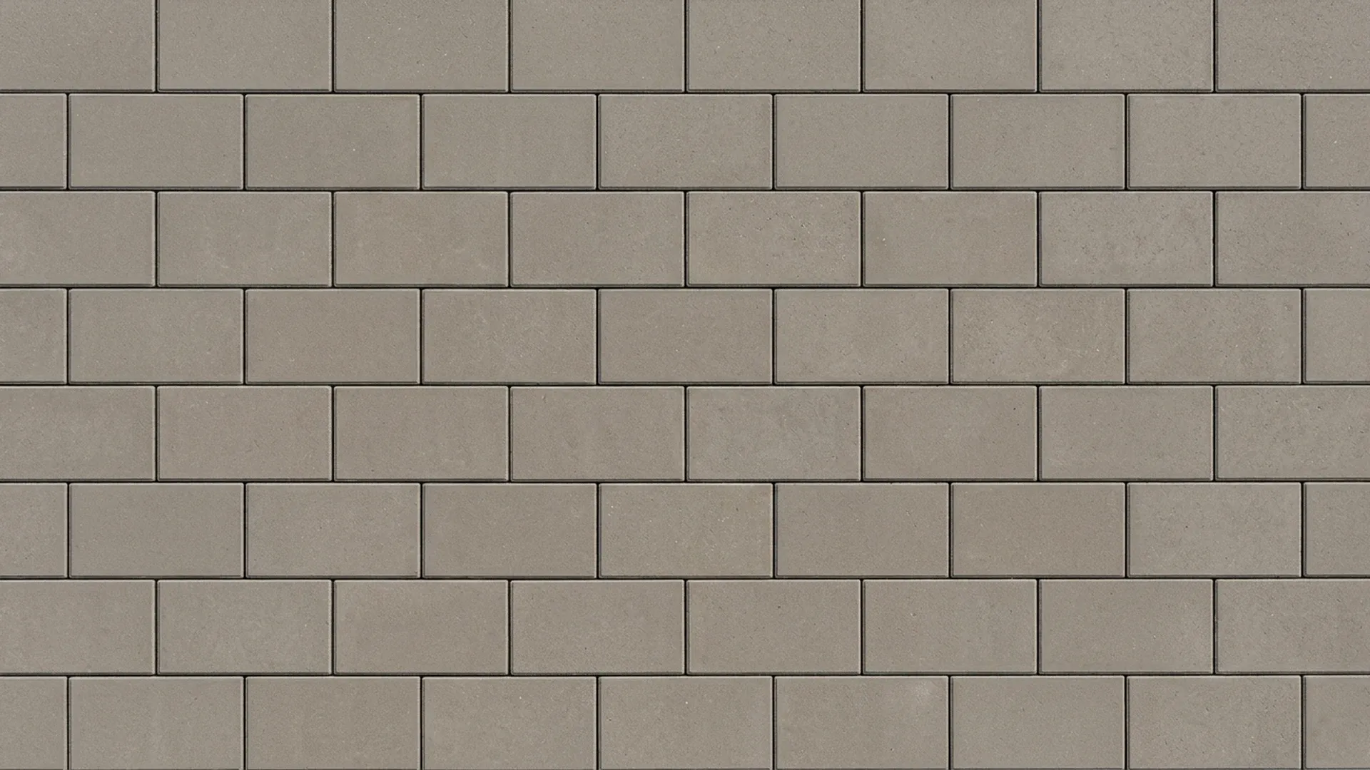 Running bond paver pattern in warm gray concrete pavers with clean straight rows