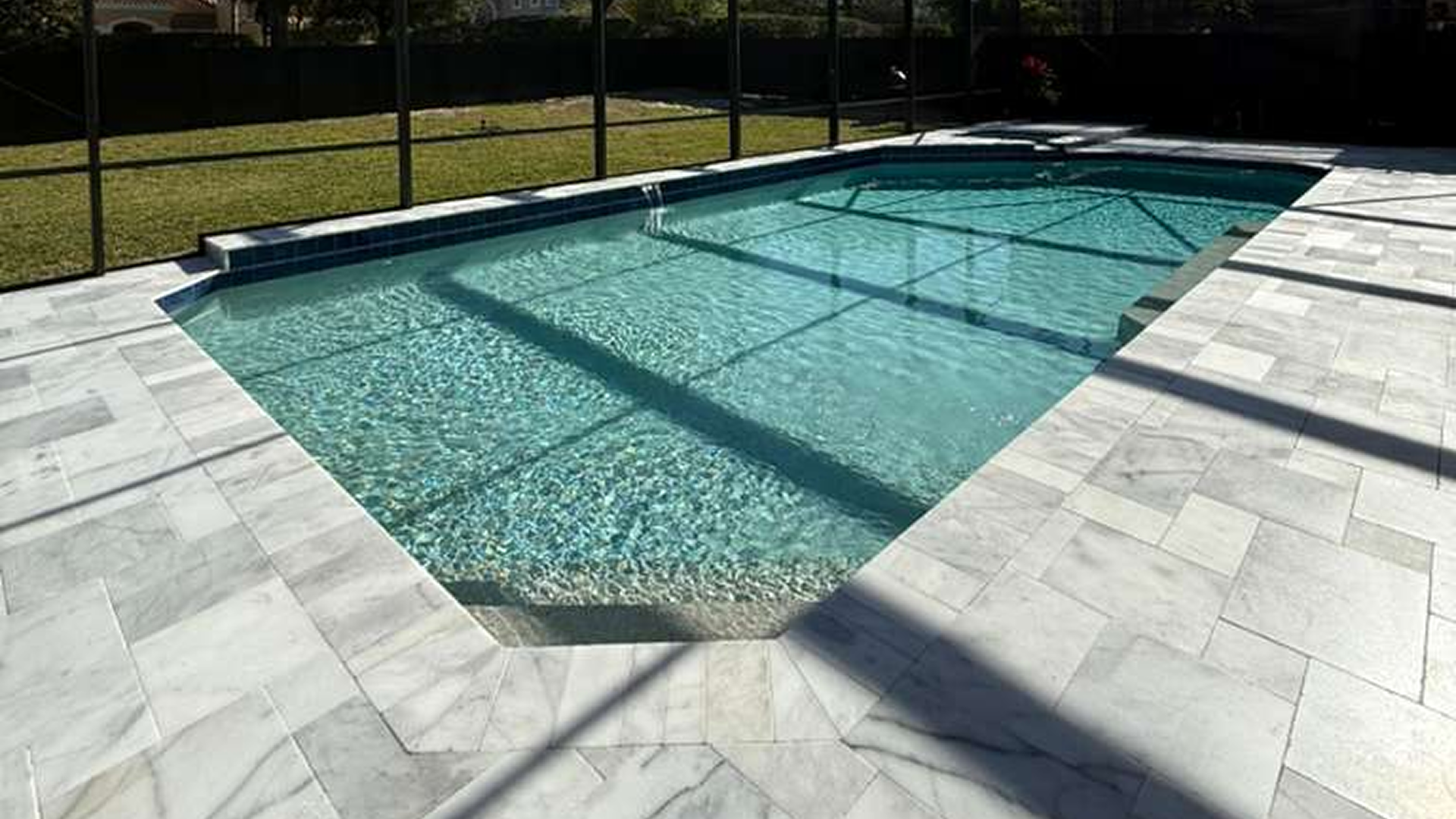 Shaded cool pool deck pavers layout in Auburndale, FL Shaded cool pool deck pavers layout in Auburndale, FL