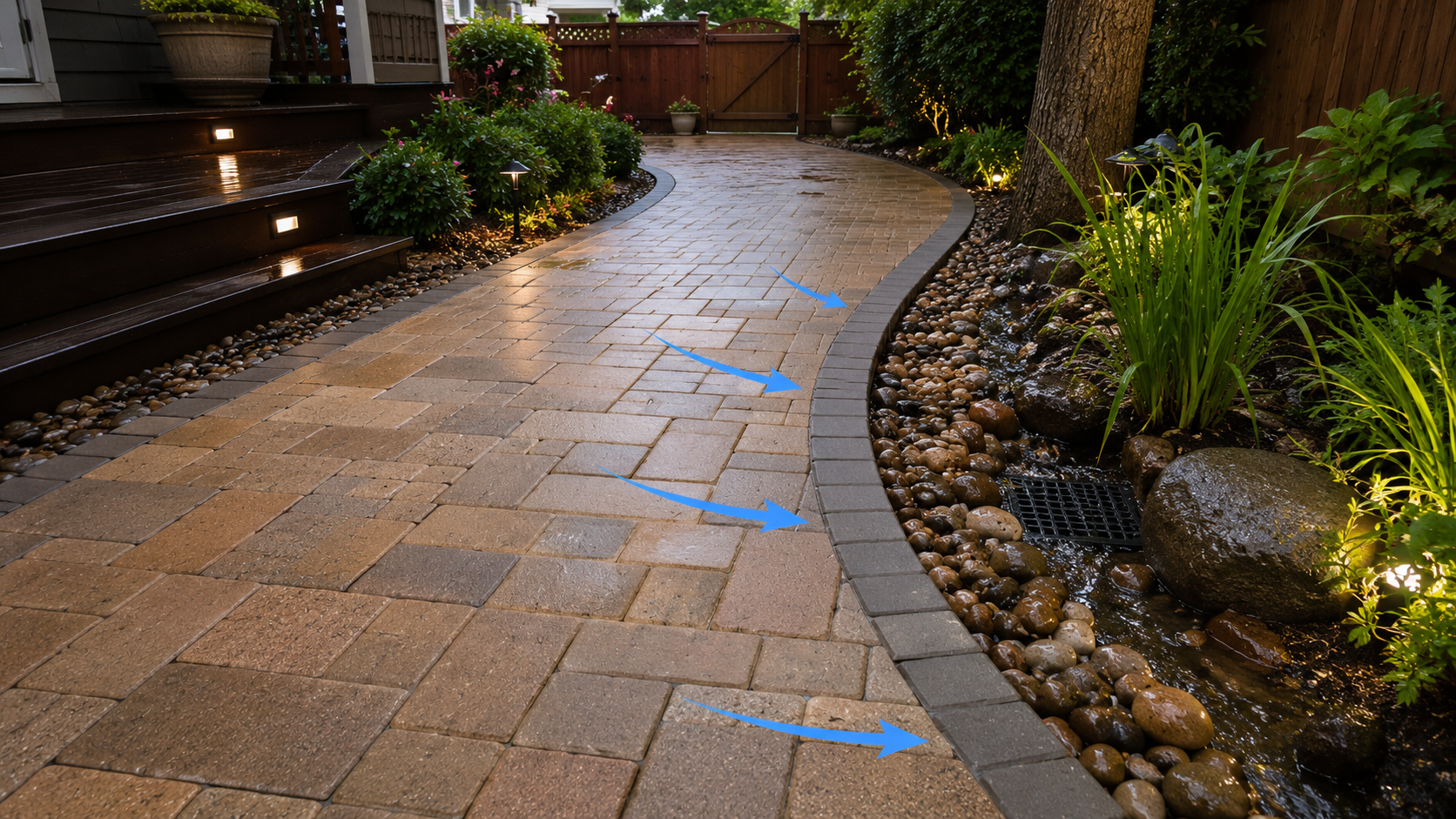 permeable paver jointing directing rainwater in a Valrico backyard permeable paver jointing directing rainwater in a Valrico backyard