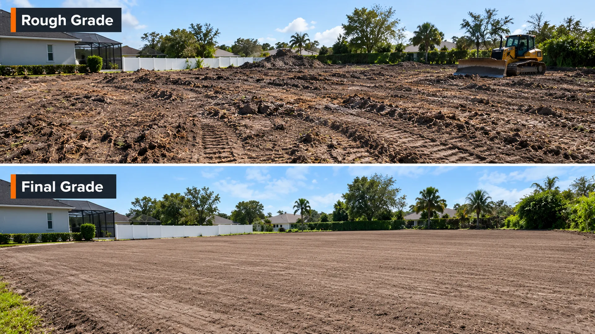Lot before and after rough grade and final grade passes