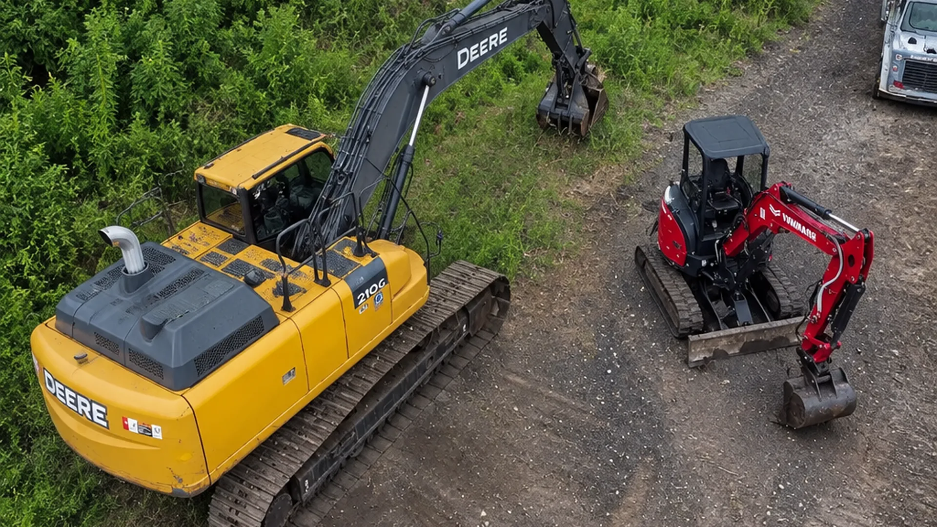 heavy excavator digging deep livestock cattle pond