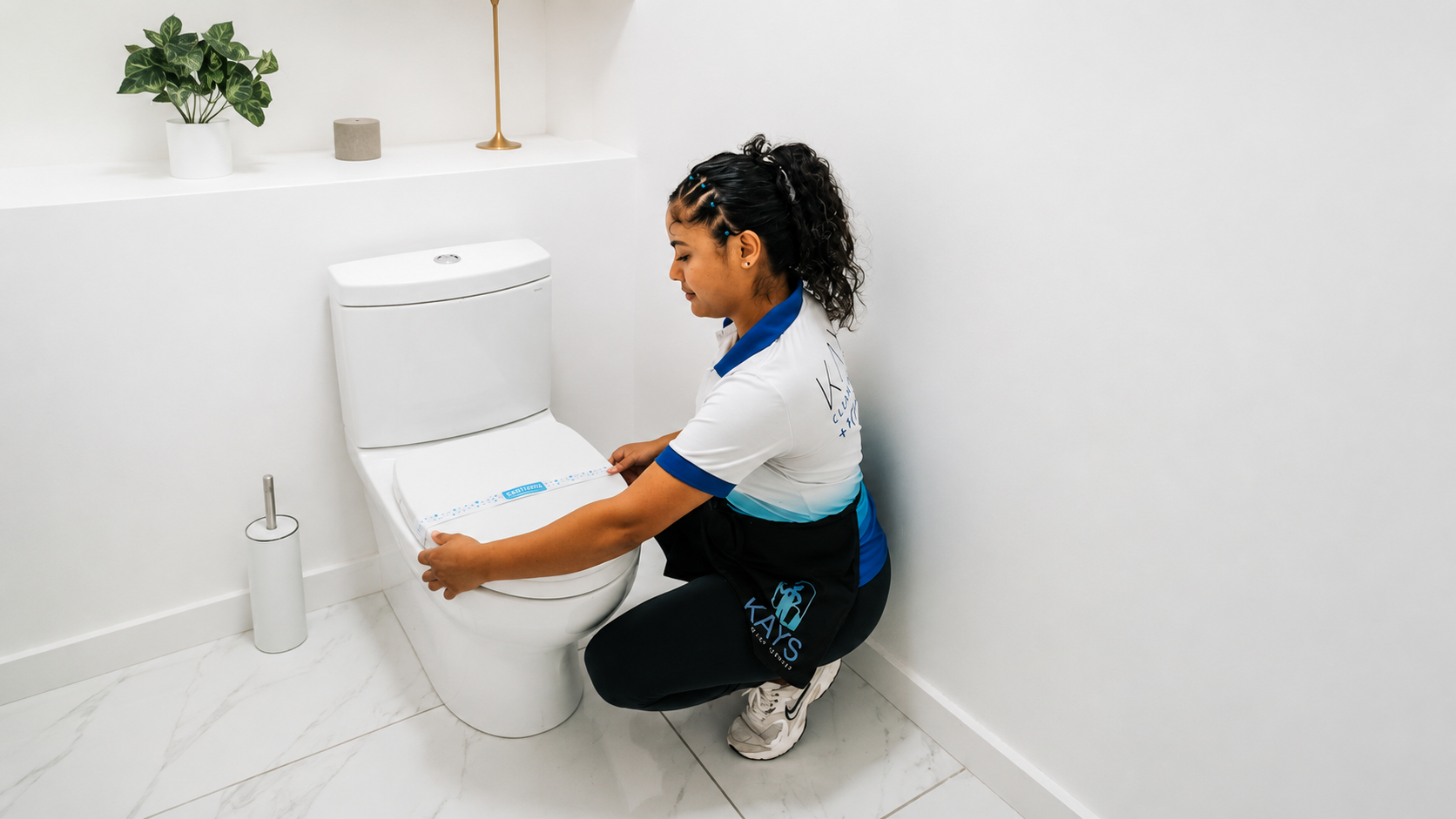 Commercial cleaning team sanitizing office desk and high touch surfaces in Tampa Bay Commercial cleaning team sanitizing office desk and high touch surfaces in Tampa Bay