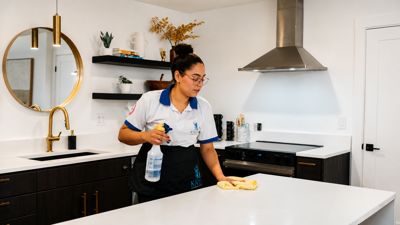 Kitchen deep cleaning checklist, scrubbing countertop and backsplash Kitchen deep cleaning checklist, scrubbing countertop and backsplash