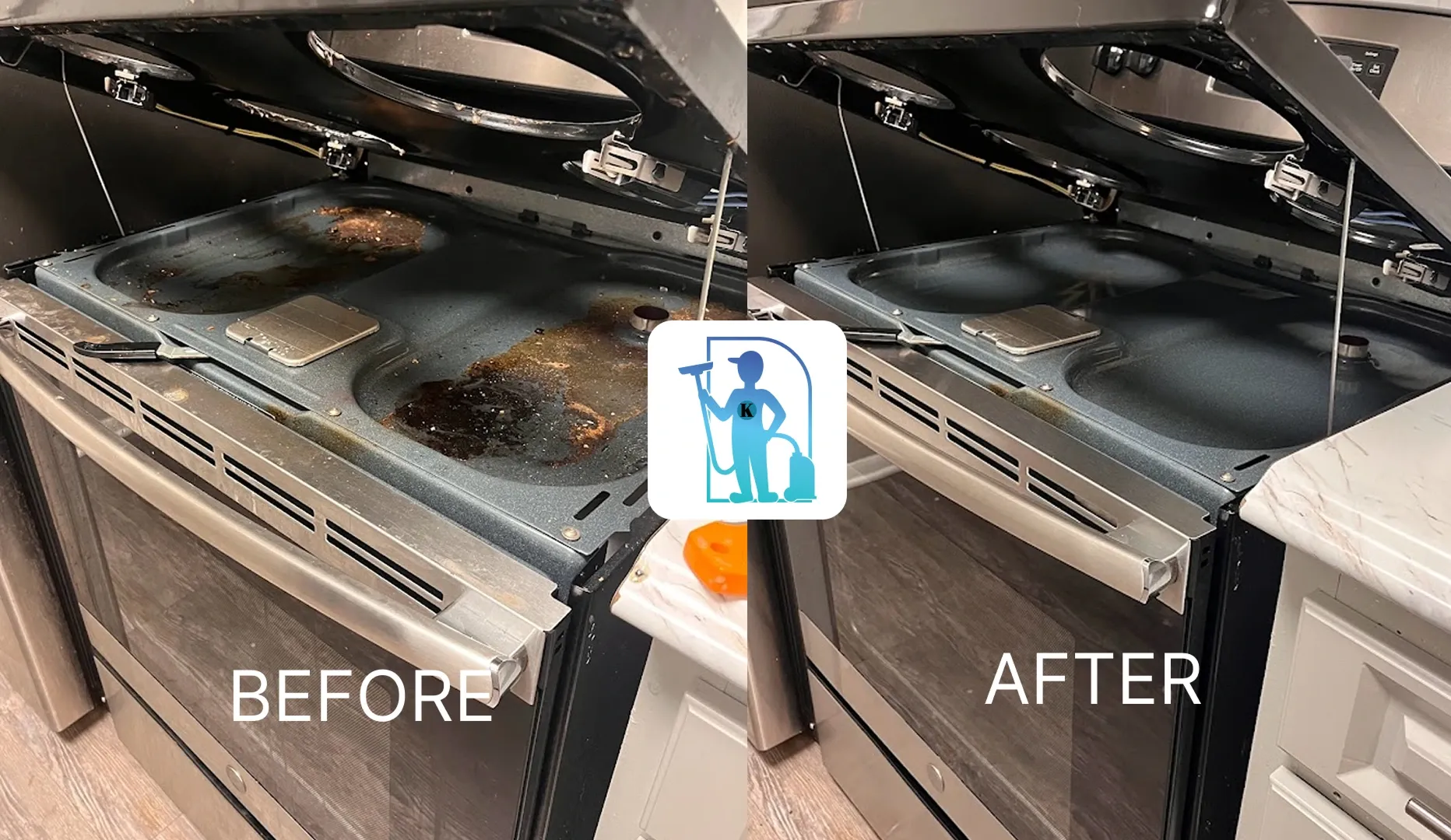 Before and after home cleaning services in Tampa kitchen