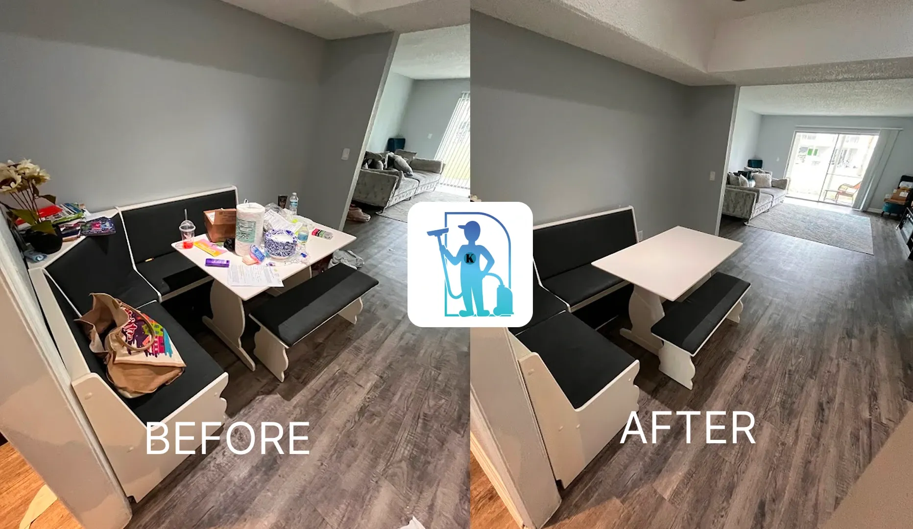 Clean kitchenand living room included in a house cleaning checklist Clean kitchenand living room included in a house cleaning checklist