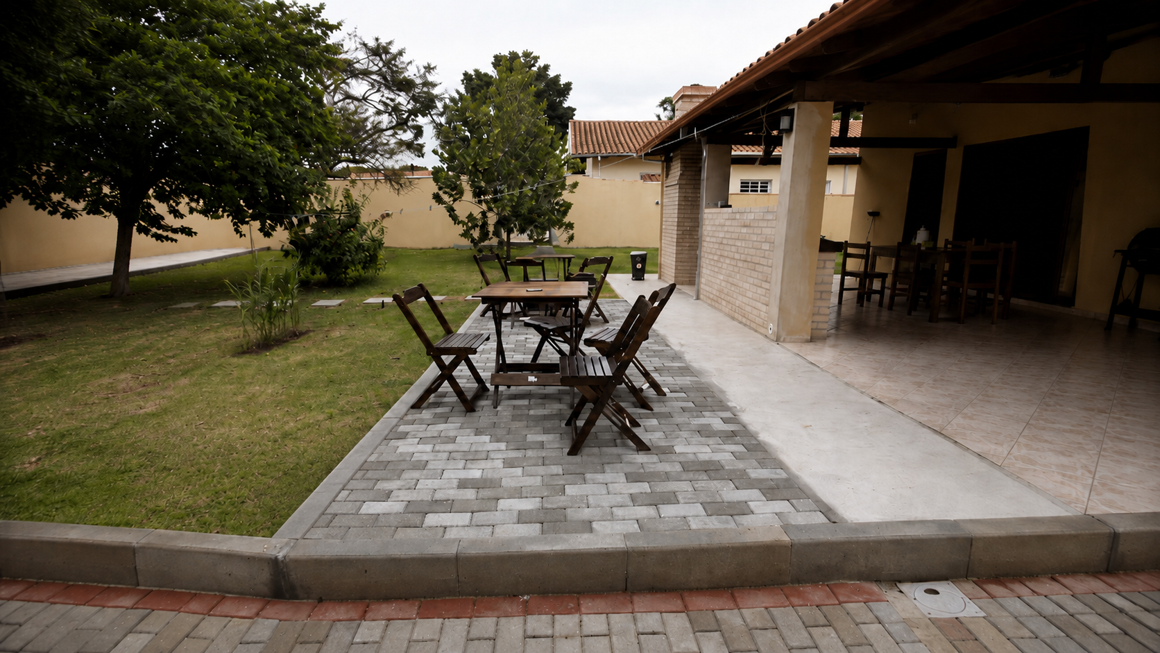 Exterior home remodeling with pavers on a Fort Myers patio before hurricane season Exterior home remodeling with pavers on a Fort Myers patio before hurricane season