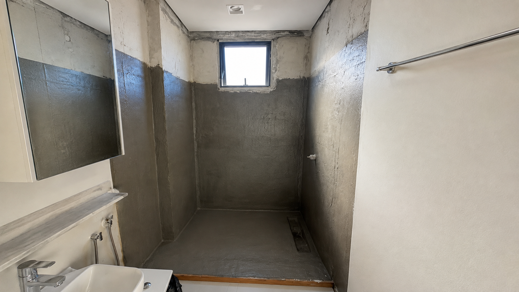 Installation of a waterproofing system in a shower during a bathroom renovation in Bonita Springs Installation of a waterproofing system in a shower during a bathroom renovation in Bonita Springs